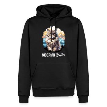 Chat Sibérien Sibirische Katze - Sweat à capuche Premium bio Homme - noir - Devant - Nico (187cm)