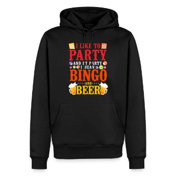 Bingo Player Bière J’aime faire la fête - Sweat à capuche Premium bio Homme - noir - Devant - Nico (187cm)