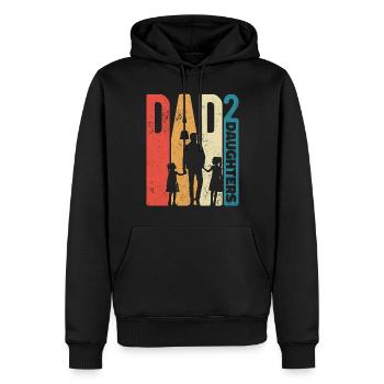 Papa High 2 papa filles rétro cadeau de fête des pères - Sweat à capuche Premium bio Homme - noir - Devant - Nico (187cm)