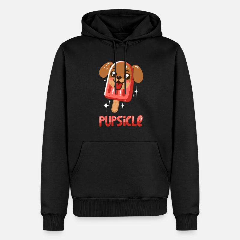 Hund-Eis am Stiel - Männer Premium Bio Hoodie - Schwarz