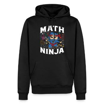 Drôle Math Ninja Mathématiques Geek Nombres - Sweat à capuche Premium bio Homme - noir - Devant - Nico (187cm)