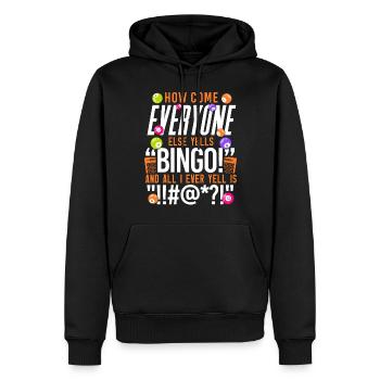 Joueur de bingo Comment se fait-il que tout le monde - Sweat à capuche Premium bio Homme - noir - Devant - Nico (187cm)