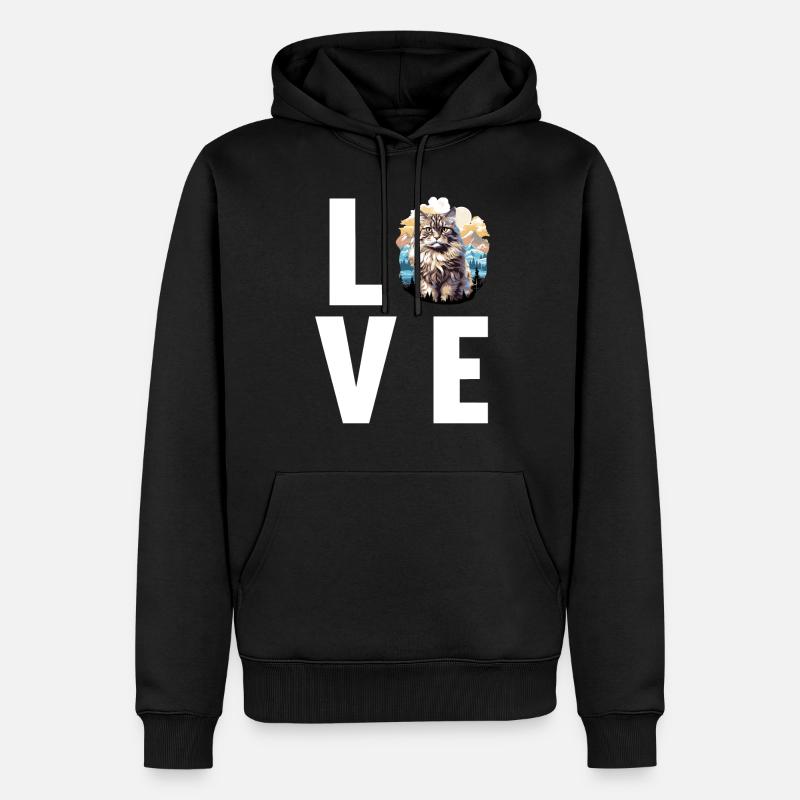 Chat Sibérien Sibirische Katze - Sweat à capuche Premium bio Homme - noir