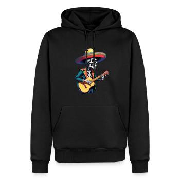 Mexicain Mariachi Squelette Guitariste Fiesta - Sweat à capuche Premium bio Homme - noir - Devant - Nico (187cm)