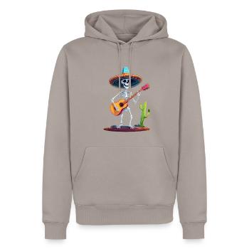 Mexican Mariachi Skeleton Guitarist Fiesta - Men’s Premium Organic Hoodie - taupe - Front - Nico (187cm)