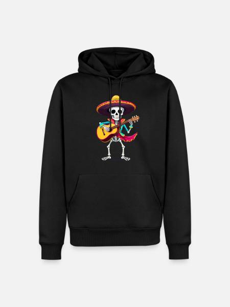 Mexican Mariachi Skeleton Guitarist Fiesta - Men’s Premium Organic Hoodie - black