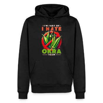 Je fais partie de l’équipe I Hate Okra - Sweat à capuche Premium bio Homme - noir - Devant - Nico (187cm)