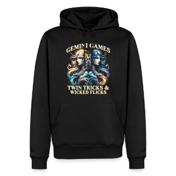 Horoskop Zwilling Gemini Games - Männer Premium Bio Hoodie - Schwarz - Vorne - Nico (187cm)