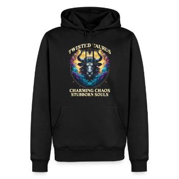 Horoskop Stier Twisted Taurus - Männer Premium Bio Hoodie - Schwarz - Vorne - Nico (187cm)