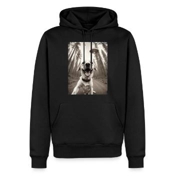 Selfie de chiens avec un vaisseau spatial extraterrestre - Sweat à capuche Premium bio Homme - noir - Devant - Nico (187cm)