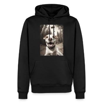 Hunde Selfie Mit Außerirdischem Raumschiff - Männer Premium Bio Hoodie - Schwarz - Vorne - Nico (187cm)