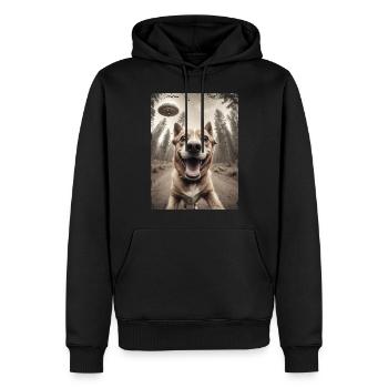 Chiens Selfie Vaisseau spatial extraterrestre drôle - Sweat à capuche Premium bio Homme - noir - Devant - Nico (187cm)