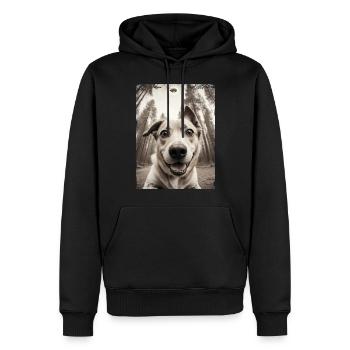 Chiens Selfie Vaisseau spatial extraterrestre drôle - Sweat à capuche Premium bio Homme - noir - Devant - Nico (187cm)