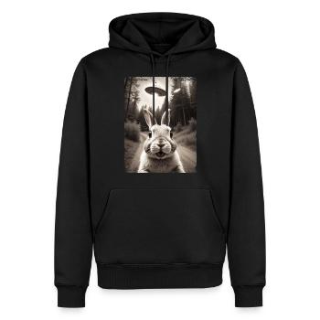 Lustiges Hasen Selfie Außerirdisches Raumschiff - Männer Premium Bio Hoodie - Schwarz - Vorne - Nico (187cm)