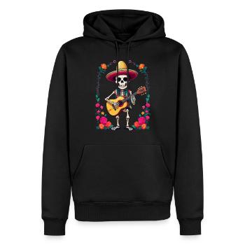 Mexikanischer Mariachi Skelett Gitarrist - Männer Premium Bio Hoodie - Schwarz - Vorne - Nico (187cm)