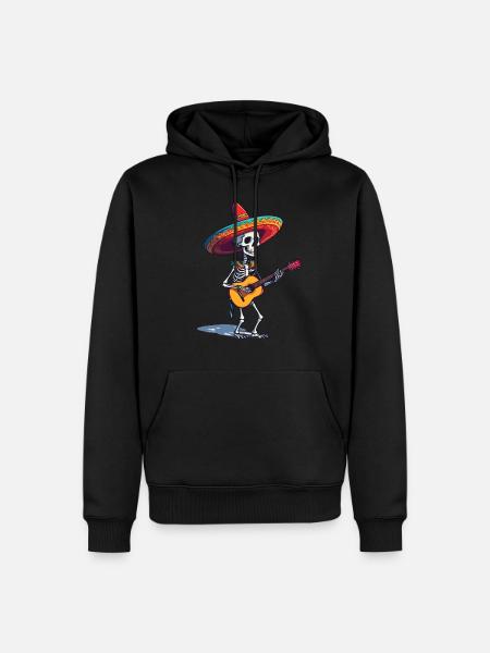 Mexican mariachi skeleton guitarist - Men’s Premium Organic Hoodie - black
