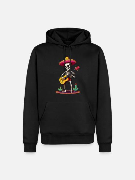 Mexican mariachi skeleton guitarist - Men’s Premium Organic Hoodie - black