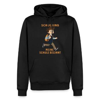 ÉCOLIER MON ÉCOLE COMMENCE - Sweat à capuche Premium bio Homme - noir - Devant - Nico (187cm)