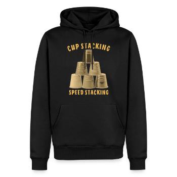 EMPILAGE DE GOBELETS SPEED STACKING - Sweat à capuche Premium bio Homme - noir - Devant - Nico (187cm)