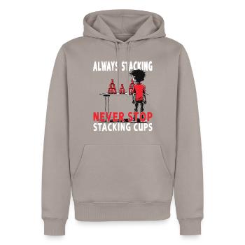 Empilage de gobelets Speed Stacker - Sweat à capuche Premium bio Homme - taupe - Devant - Nico (187cm)