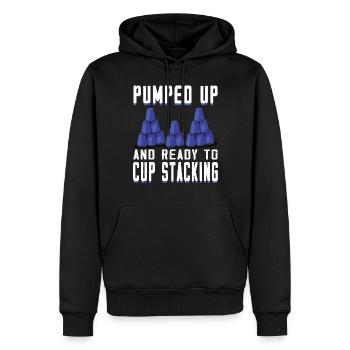 Empilage de gobelets Speed Stacker - Sweat à capuche Premium bio Homme - noir - Devant - Nico (187cm)