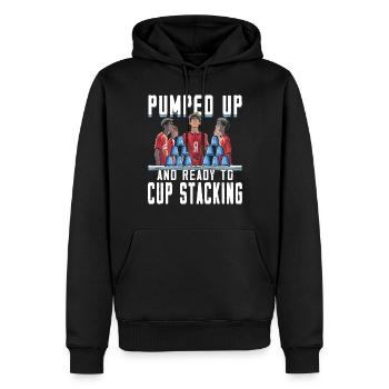 Empilage de gobelets Speed Stacker - Sweat à capuche Premium bio Homme - noir - Devant - Nico (187cm)