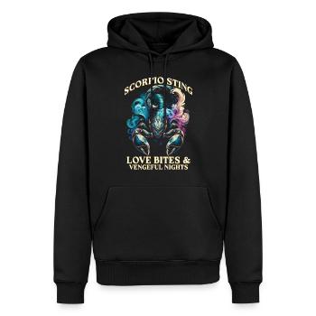 Horoscope Scorpion Scorpion Piqûre - Sweat à capuche Premium bio Homme - noir - Devant - Nico (187cm)