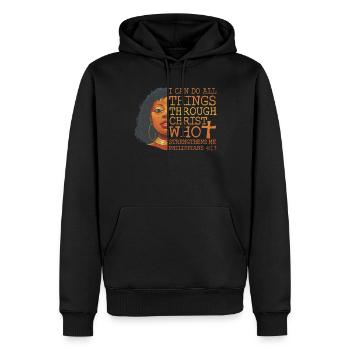 Je peux tout faire par Christ Afro-Américain - Sweat à capuche Premium bio Homme - noir - Devant - Nico (187cm)