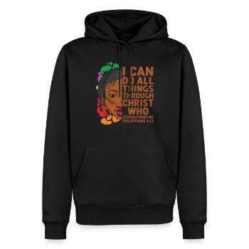 Je peux tout faire par Christ Afro-Américain - Sweat à capuche Premium bio Homme - noir - Devant - Nico (187cm)