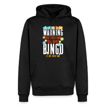 Joueur de bingo avertissant cette personne - Sweat à capuche Premium bio Homme - noir - Devant - Nico (187cm)