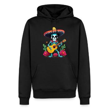 Mexikanischer Mariachi Skelett Gitarrist Fiesta - Männer Premium Bio Hoodie - Schwarz - Vorne - Nico (187cm)
