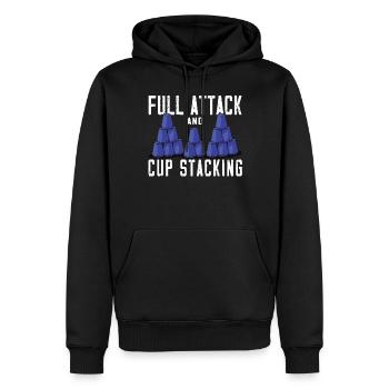 Empilage de gobelets Speed Stacker - Sweat à capuche Premium bio Homme - noir - Devant - Nico (187cm)