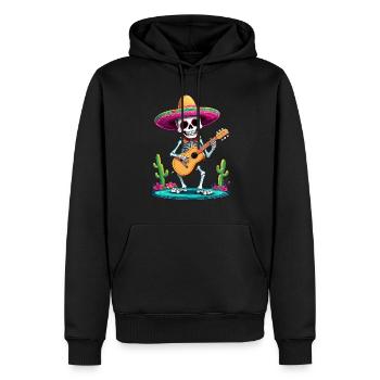 Mexican Mariachi Skeleton Guitarist Fiesta - Men’s Premium Organic Hoodie - black - Front - Nico (187cm)