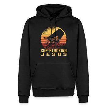 Empilage de gobelets Speed Stacker - Sweat à capuche Premium bio Homme - noir - Devant - Nico (187cm)