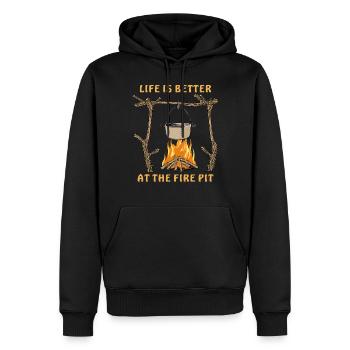 LA VIE EST PLUS BELLE AU FOYER - Sweat à capuche Premium bio Homme - noir - Devant - Nico (187cm)