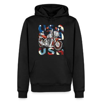 MOTORRAD USA - Männer Premium Bio Hoodie - Schwarz - Vorne - Nico (187cm)
