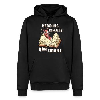 BOOK WORM READING MAKES YOU SMART - Men’s Premium Organic Hoodie - black - Front - Nico (187cm)