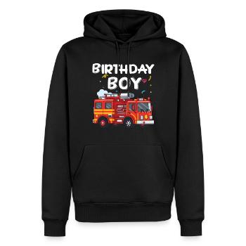 Garçon D’anniversaire Pompier Garçon D’anniversaire - Sweat à capuche Premium bio Homme - noir - Devant - Nico (187cm)