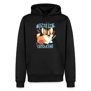 Crochet Corgi - Sweat à capuche Premium bio Homme - noir - Devant - Nico (187cm)