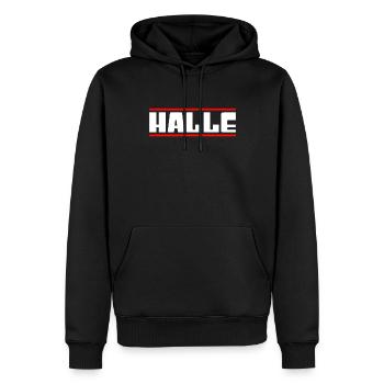 Salle - Sweat à capuche Premium bio Homme - noir - Devant - Nico (187cm)