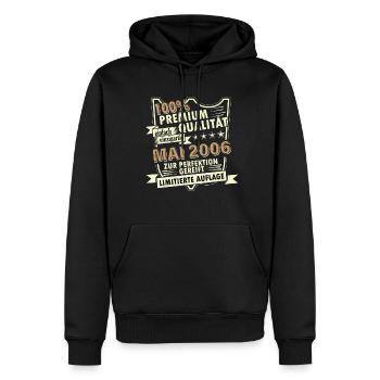 18e anniversaire mai millésime 2006 idée cadeau - Sweat à capuche Premium bio Homme - noir - Devant - Nico (187cm)
