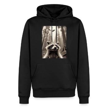 Lustiges Waschbär Selfie Außerirdisches Raumschiff - Männer Premium Bio Hoodie - Schwarz - Vorne - Nico (187cm)