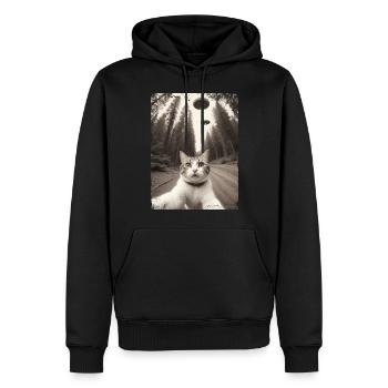 Katzen Selfie Mit Außerirdischem Raumschiff - Männer Premium Bio Hoodie - Schwarz - Vorne - Nico (187cm)