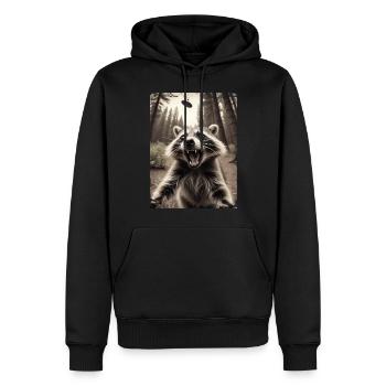 Lustiges Waschbär Selfie Außerirdisches Raumschiff - Männer Premium Bio Hoodie - Schwarz - Vorne - Nico (187cm)