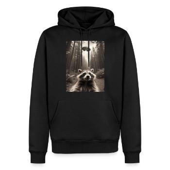 Lustiges Waschbär Selfie Außerirdisches Raumschiff - Männer Premium Bio Hoodie - Schwarz - Vorne - Nico (187cm)