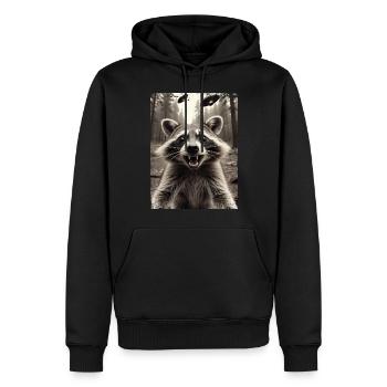 Lustiges Waschbär Selfie Außerirdisches Raumschiff - Männer Premium Bio Hoodie - Schwarz - Vorne - Nico (187cm)