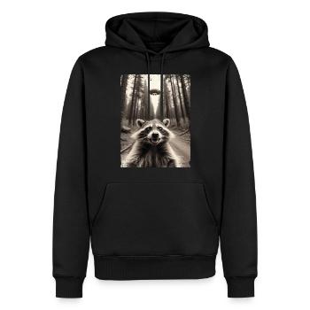Lustiges Waschbär Selfie Außerirdisches Raumschiff - Männer Premium Bio Hoodie - Schwarz - Vorne - Nico (187cm)