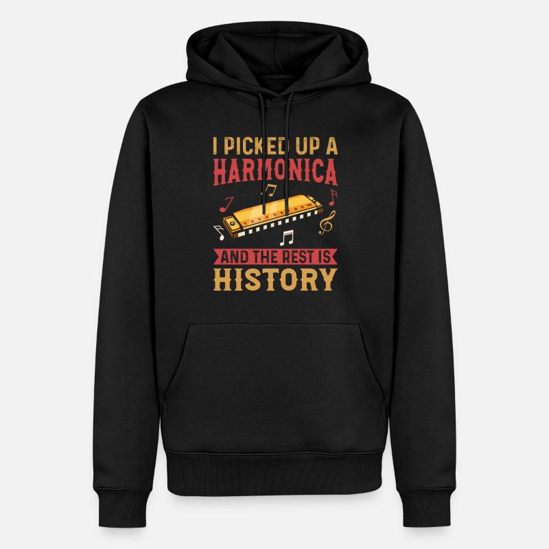 Harmonica Player - Harmonica Instrument Harmonica - Männer Premium Bio Hoodie - Schwarz