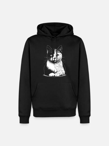 Geometric polygonal cat - Men’s Premium Organic Hoodie - black