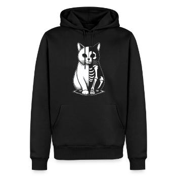 Squelette de chat Halloween - Sweat à capuche Premium bio Homme - noir - Devant - Nico (187cm)